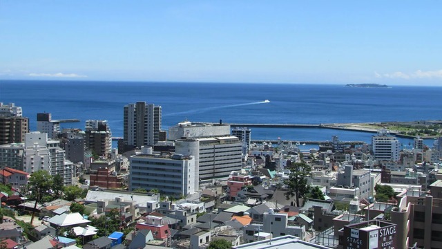 海を望む都市の全景